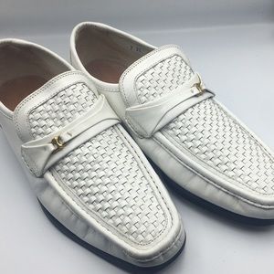 Diplomats White Leather Loafers